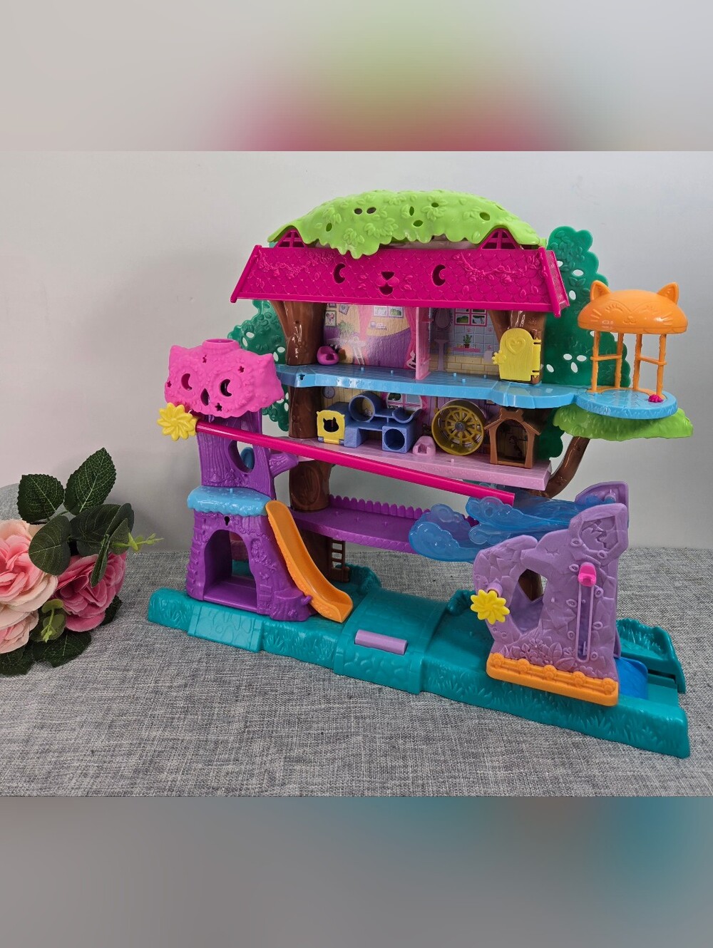 Polly Pocket Pet Adventure Expandable Treehouse Zipline No Accessories